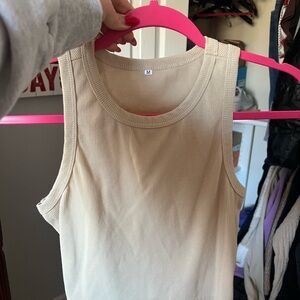 Ribbed Beige Tank Top - Size M